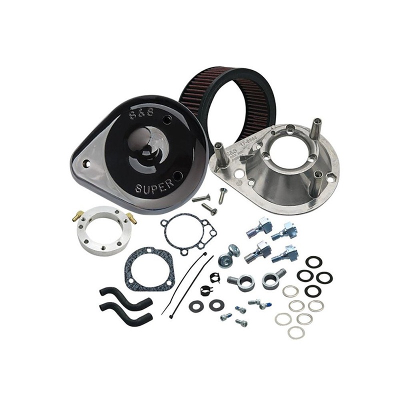Teardrop Air Cleaner Kit – Black. Fits Big Twins 1989-2017 with CV Carb or Cable Operated Delphi EFI.