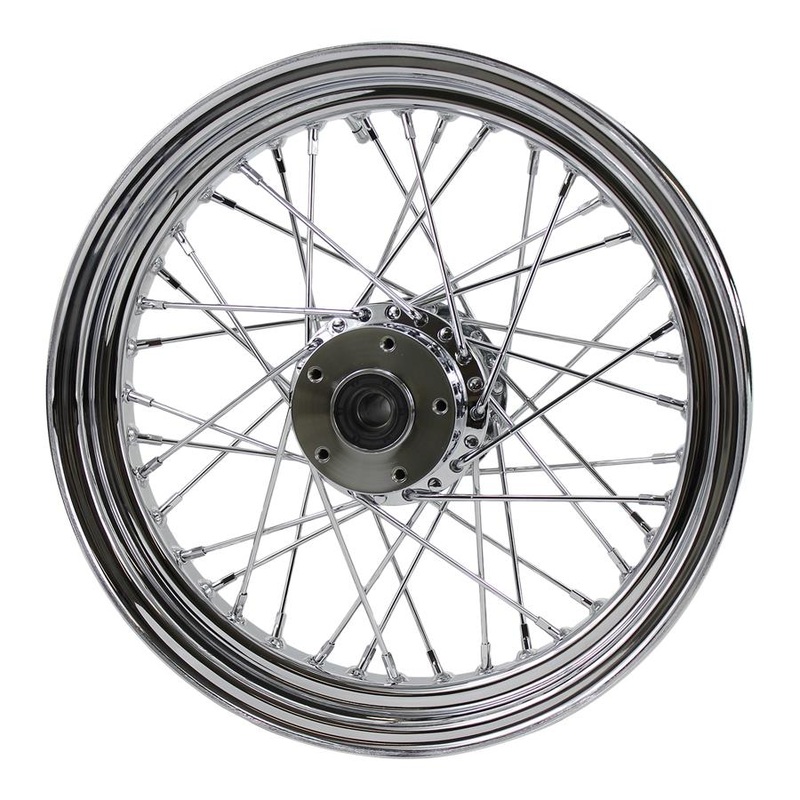 Chrome Front 40 Spoke Wheel 16″x 3″ fits Harley FLST 1984-1999 (fits Moto Iron Springers) Billet Hub