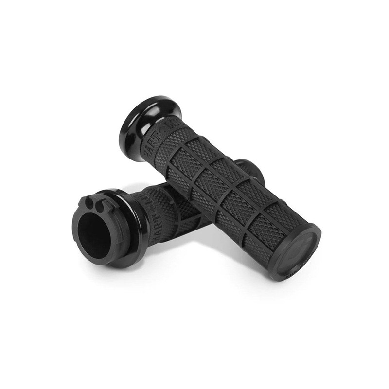 Hart-Luck Full Waffle Lock-On Handgrips -Black. H-D, Throttle Cable.