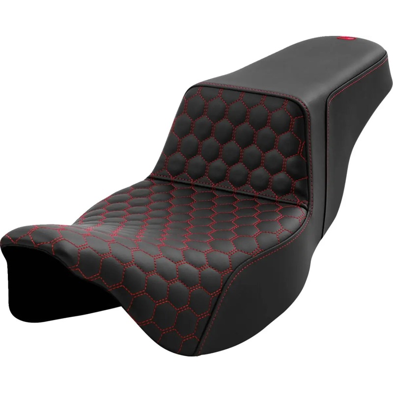 Saddlemen Honeycomb Step-Up Red Stitching Exteded Reach Seat Black / Red