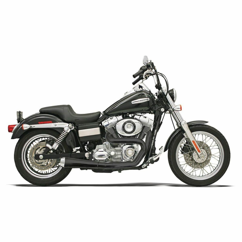 Bassani – Road Rage 2-Into-1 Upswept Exhaust Short – 1991-2017 Dyna FXD – Non-Stepped 1 3/4″ Headers – Black