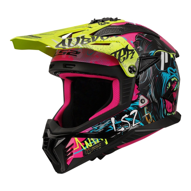 LS2 MX708 Fast II Gorilla Helmet – Purple / Hi-Vis Yellow 06