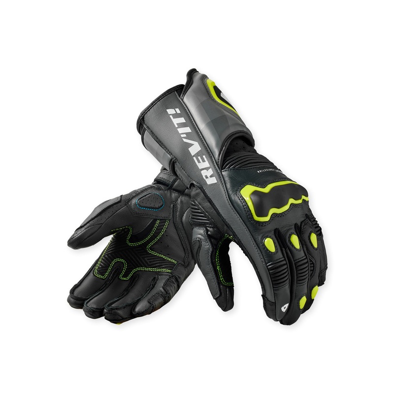 Revit Quantum 3 Leather / Textile Gloves Grey / Neon Yellow