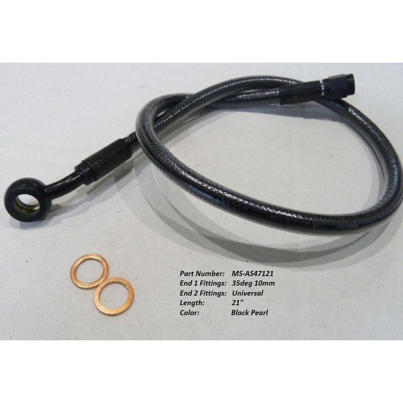 21in. Upper Front Brake Line with 10mm x 35 Degree Banjo – Black Pearl.