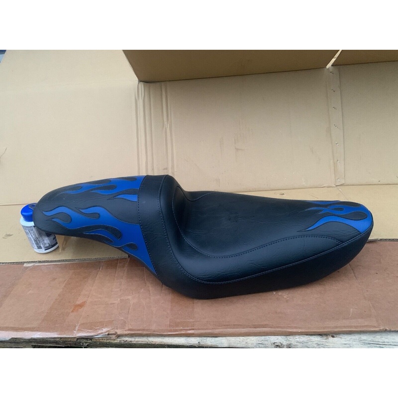 Mustang Dynaglide seat Harley-Davidson Blue flame fastback Rare gunfighter style