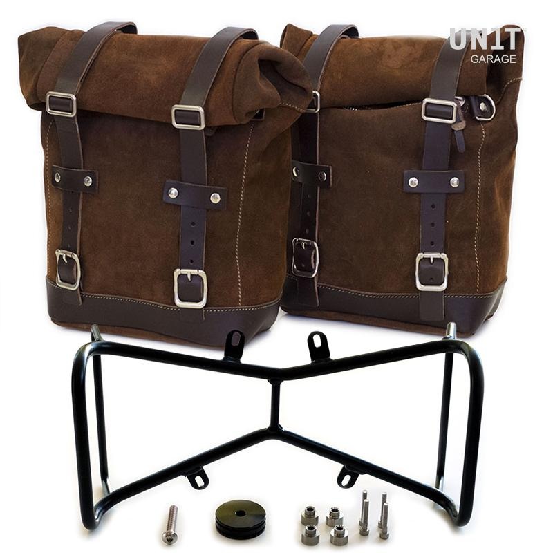 Unit Garage R9T Series Two Waxed Suede Panniers & Double Symmetrical Luggage Rack