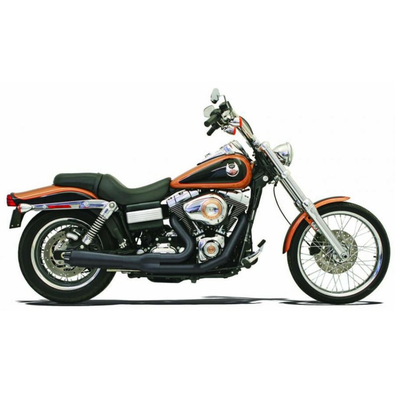 Bassani – Road Rage 2-Into-1 Exhaust Short – 1991-2005 Dyna FXD – Stepped Headers – Black