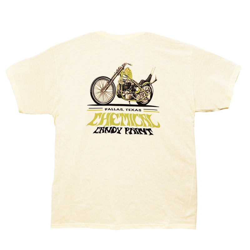Chemical Candy Customs T-Shirt – Green Chopper – Cream