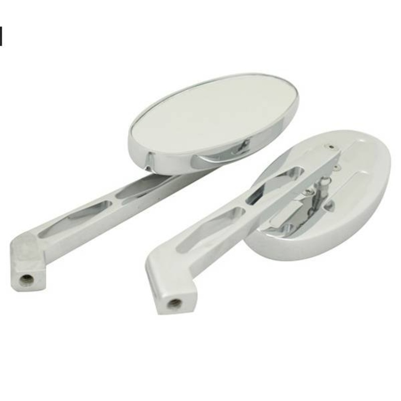 Chrome Classic Oval Billet Mirrors – Short Stem