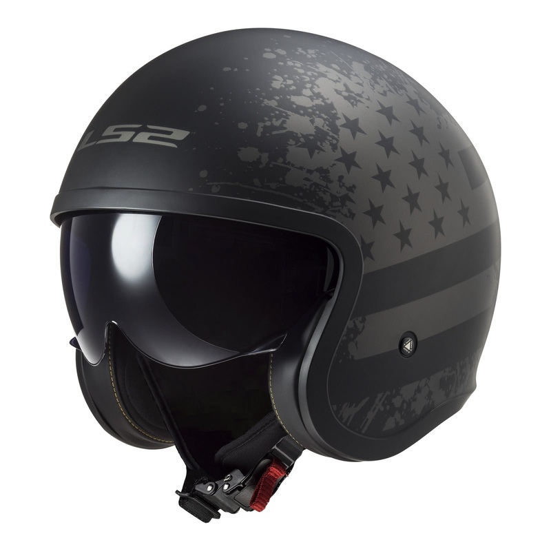 LS2 OF599 Spitfire II Flag Helmet – Matte Black 06