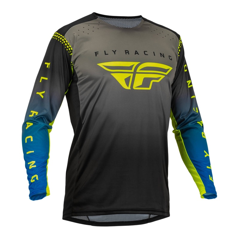 Fly Racing Lite Hydrogen Jersey – Grey / Blue / Hi-Vis