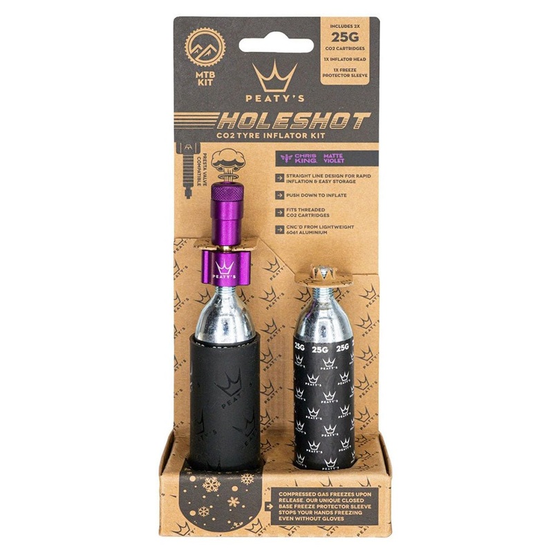 Peatys Holeshot MTB Tire Inflator Kit w/ CO2 Cartridges – Violet