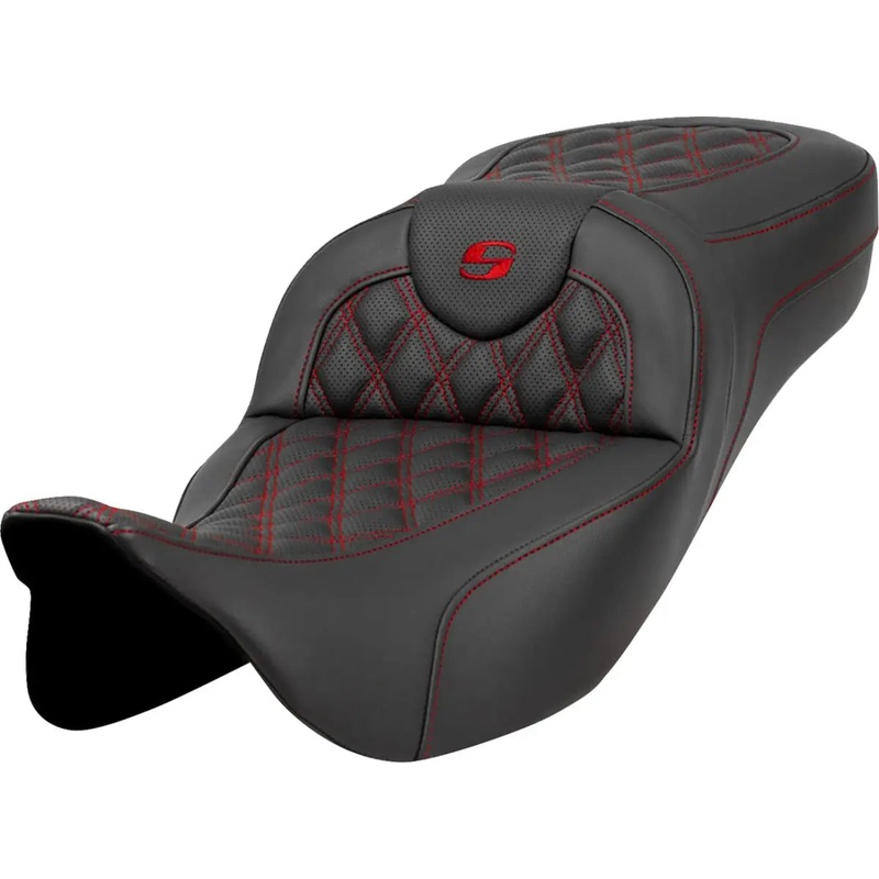 Saddlemen Extended Reach RoadSofa Red Stitching Seat Black / Red