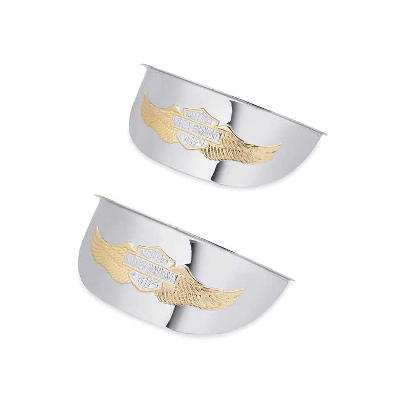 Harley Davidson 67796-91T Eagle Wing Passing Lamp Visors GOLD PASSING LAMP VISOR, PAIR