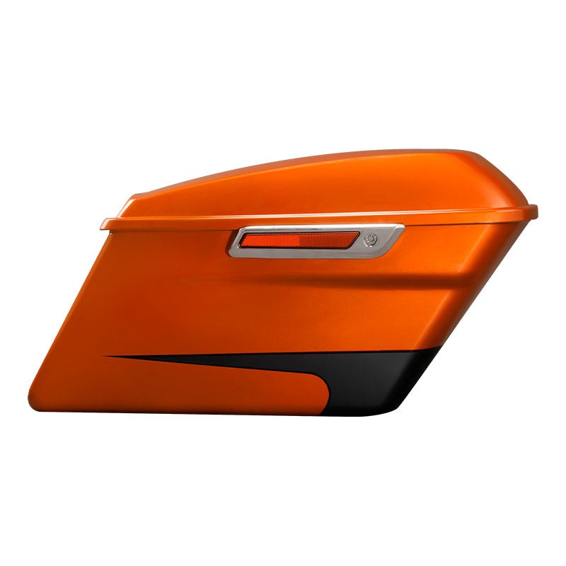 HR3 Scorched Orange / Black Denim Hard Saddlebags (Regular) For 14-23 Harley Touring