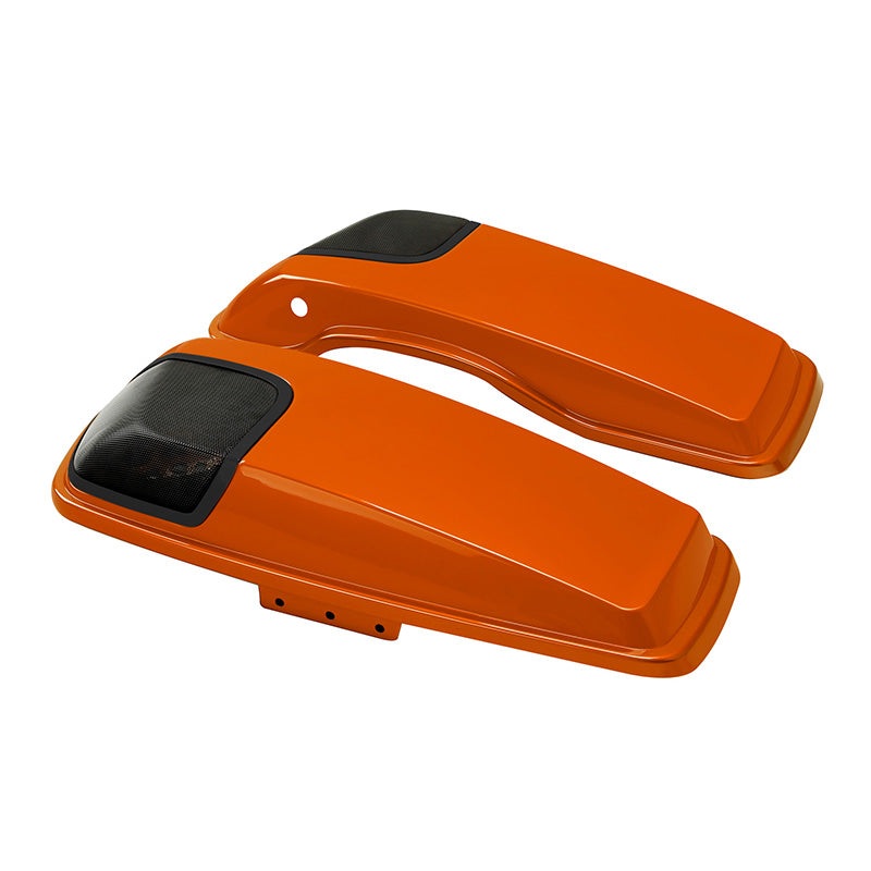 HR3 Scorched Orange CVO Saddlebags Speaker Lids With 5″ x 7″ Speaker Cutouts For Harley Touring Models 2014-2023