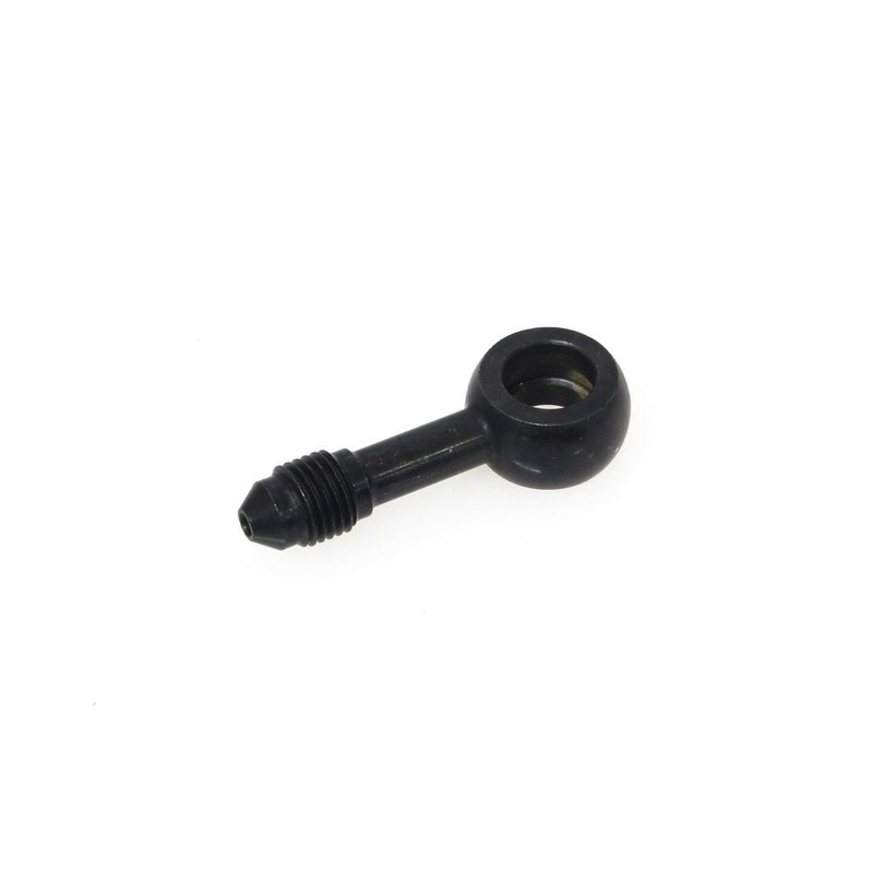 Black 3/8in. (10mm) ID, 180 Degree Straight Banjo – Male #3 End.