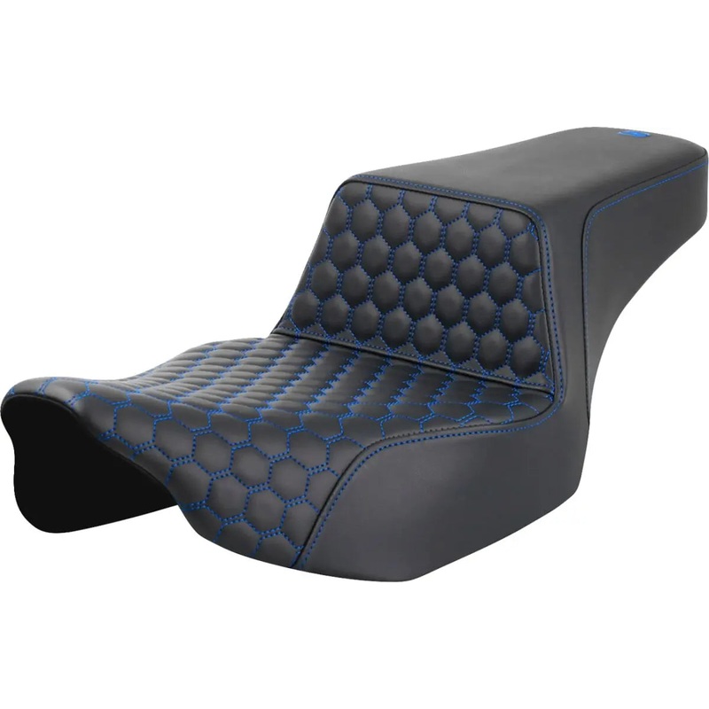 Saddlemen Honeycomb Step-Up Blue Stitching Extended Reach Seat Black / Blue