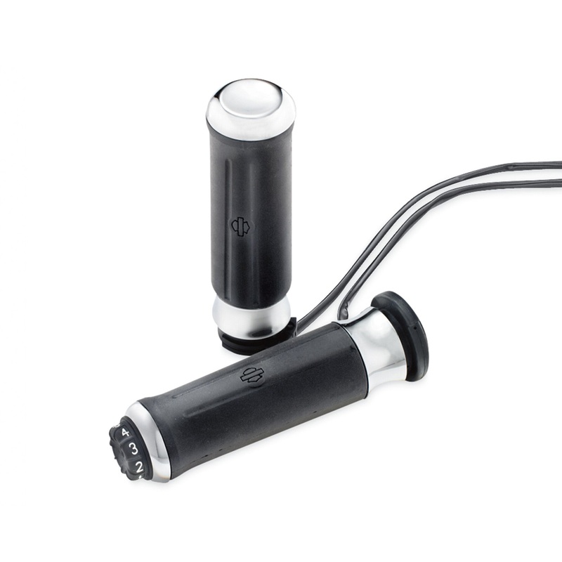 Harley Davidson 56100257 Contoured Chrome and Rubber Heated Hand Grips KIT,THROT/GRIP,HEATED,CONTOUR