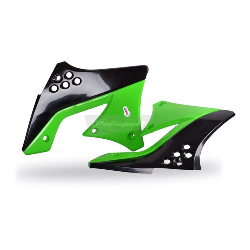 Polisport Radiator Scoops Kawasaki KX250F (’09-’12) – Black/Green (Top/Bottom)