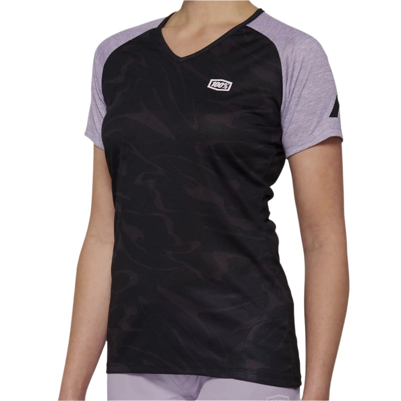 100% Airmatic Short Sleeves Ladies Cycle Jersey Black / Lavender