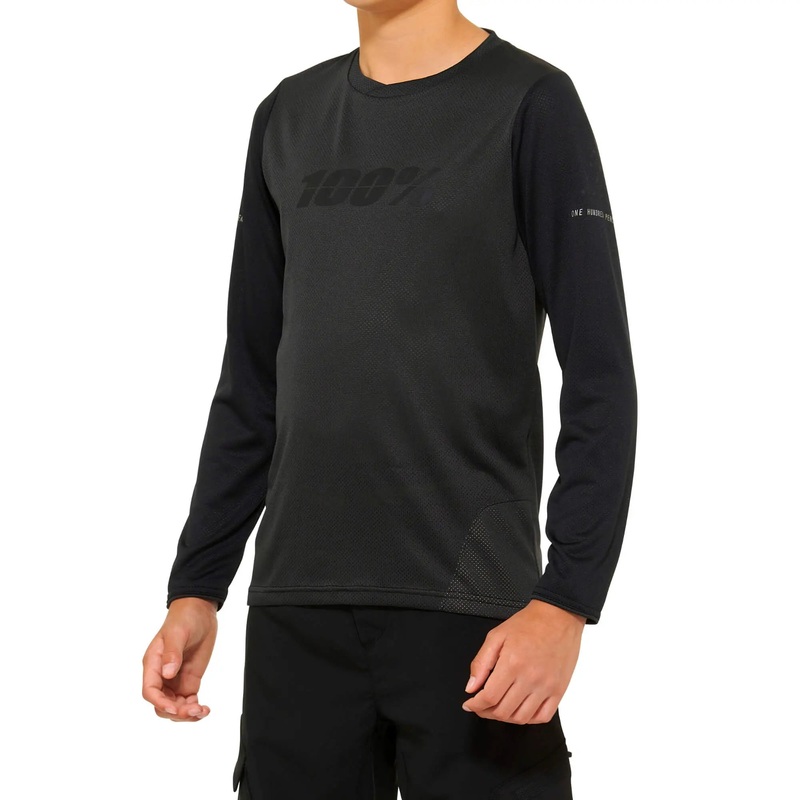 100% Ridecamp Youth Long Sleeves Jersey Black / Charcoal