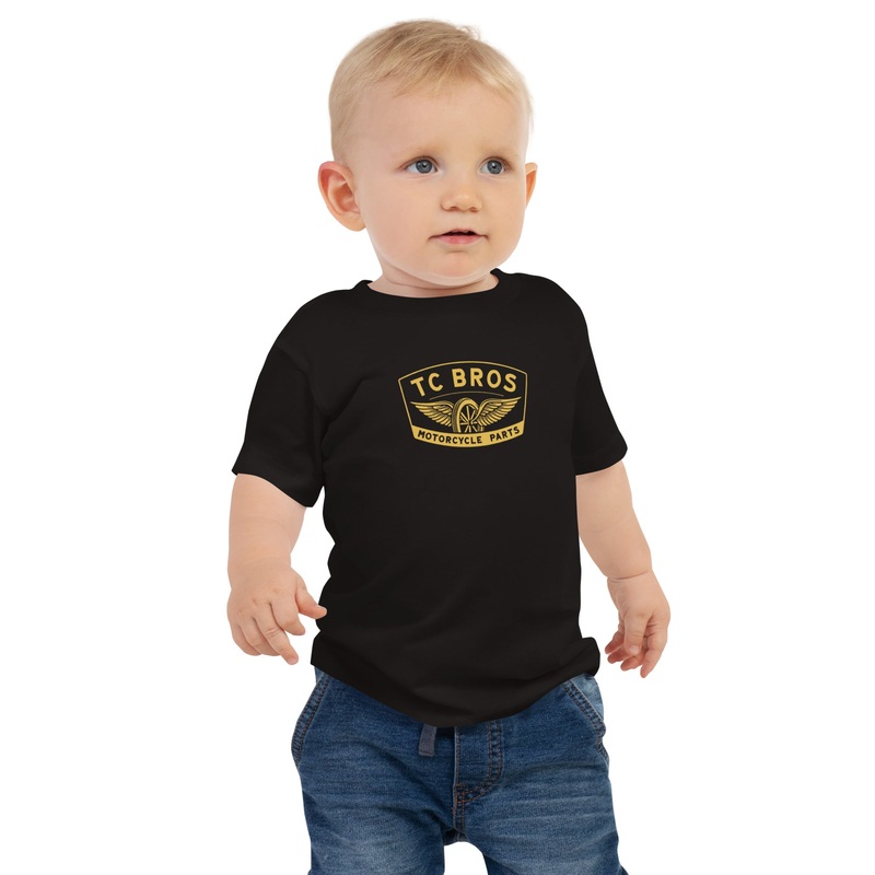 Baby Short Sleeve Tee – Winged Wheel – Black/Gold