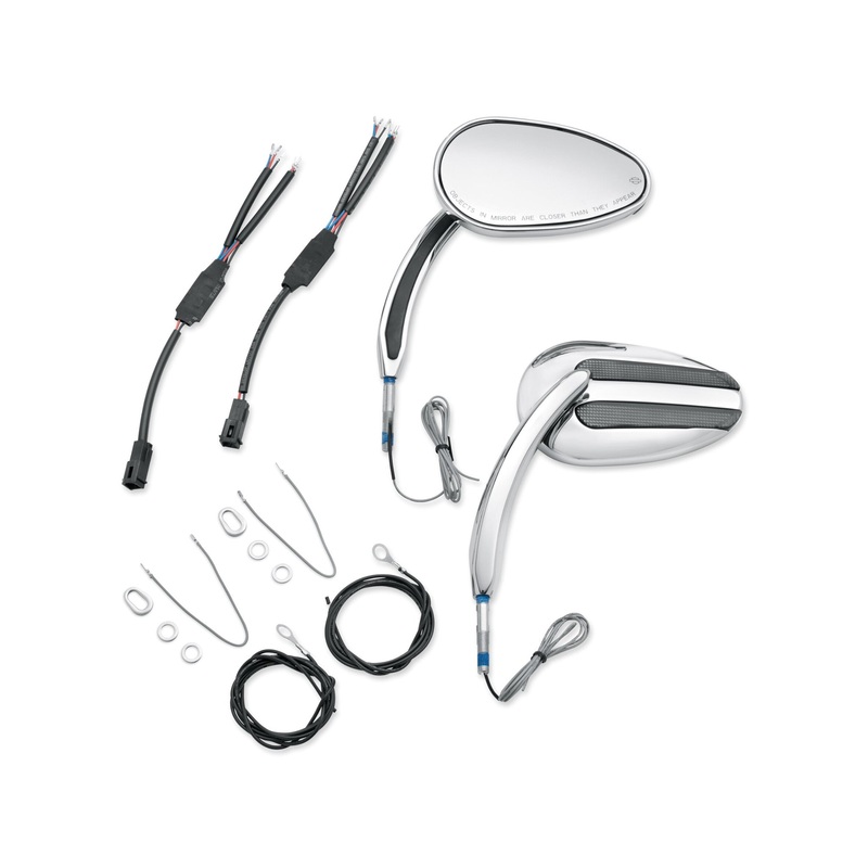 Harley Davidson 56000080 Chrome Mirrors with Auxiliary Running Light and Directional Indicator KIT-MIRROR,ILLUMINATED,CHRM