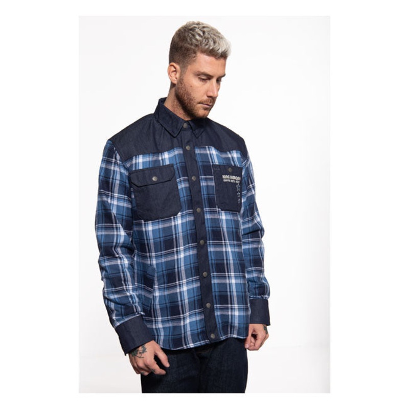 King Kerosin Chopper Till Workwear Shirt Blue / White