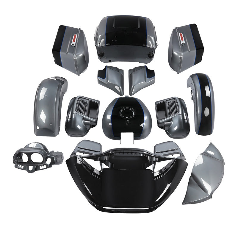 HR3 Gauntlet Gray Metallic / Vivid Black  Complete Body Fairing Kit For Harley Road Glide Limited FLTRK 15-23