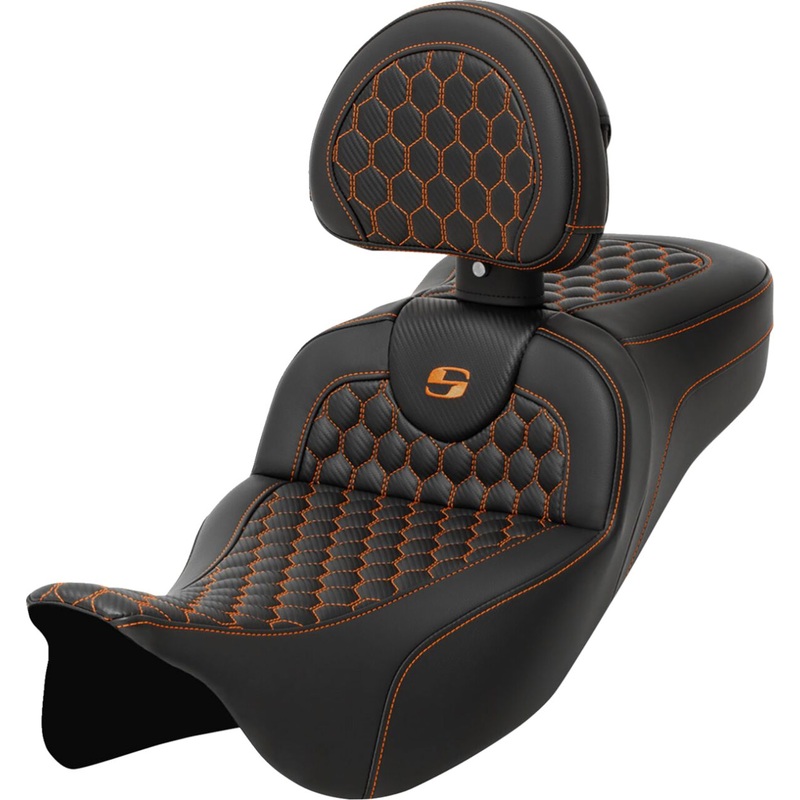Roadsofa HC Extended Reach With Driver’s Backrest Seat, Orange Stitch – 08-24 Touring