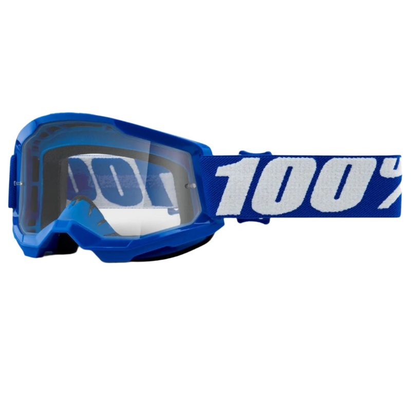 100% Strata 2 Youth Cycle Goggles Blue / Clear Lens