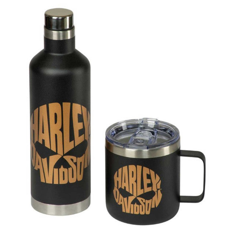 Harley-Davidson Copper Skull Travel Mug & Water Bottle Set HDX-98641
