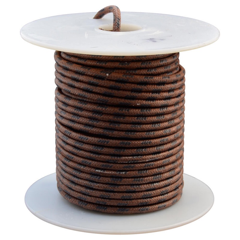 16 AWG Vintage Cloth Covered Automotive Electrical Wire – Brown with 4 Black Tracers – 10 FT