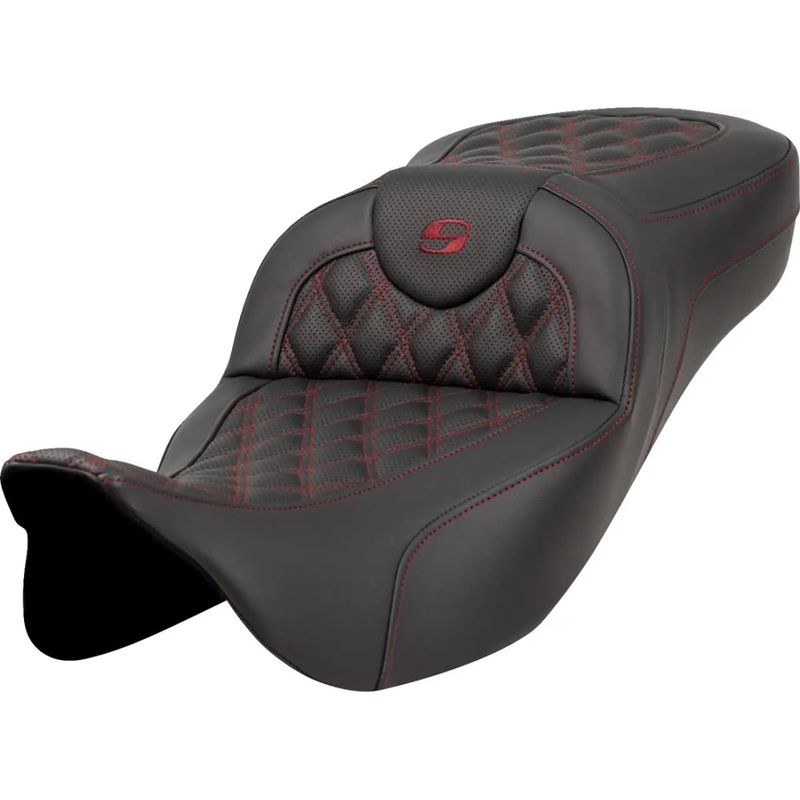 Saddlemen Extended Reach RoadSofa Burgundy Stitching Seat Black / Burgundy