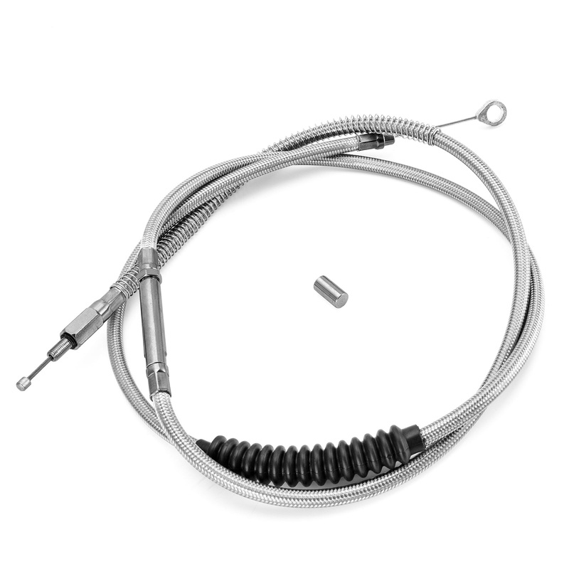 70 11/16″ Extended Length Chrome Stainless Steel Clutch Cable for 1987-2006 Harley Big Twin & Softail