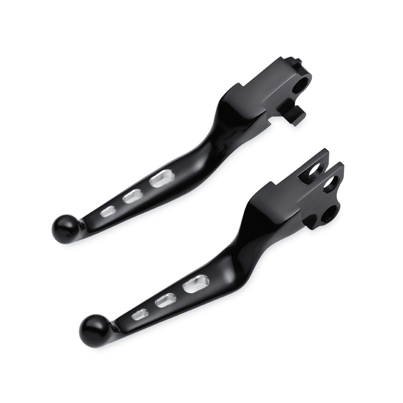 Harley Davidson 55798-10A Edge Cut Hand Control Lever Kit HAND LEVERS, BLACK, EDGE CUT