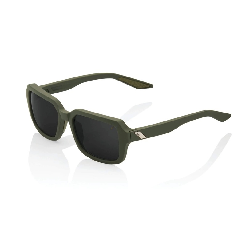 100% Rideley Glasses Soft Tact Army Green / Black Mirror Lens