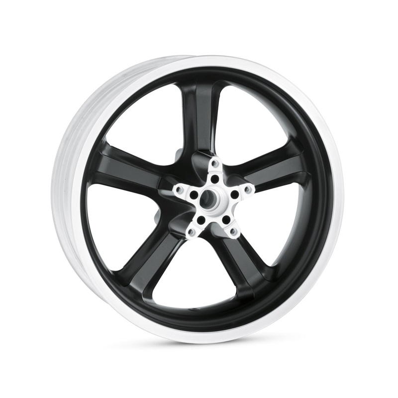 Harley Davidson 43635-08 5-Spoke Cast 18 in. Rear Wheel – Aluminum WHL,RR,5SPK,BLK,18X5.5,ACY/VRSC