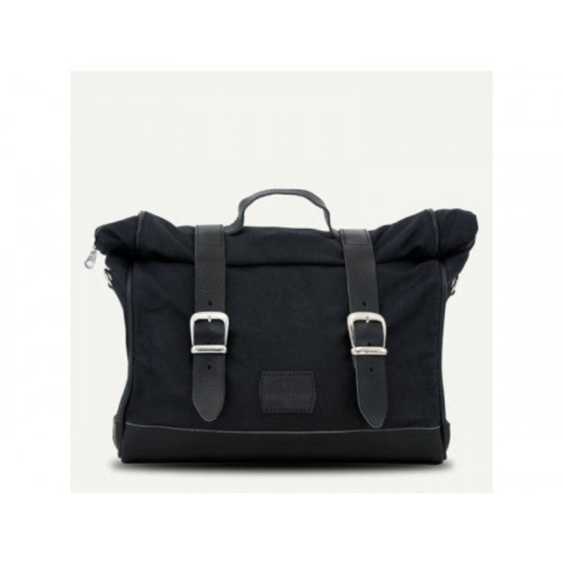 Longride Waxed Canvas Quick Release Saddlebag Black – 9.5 Liters