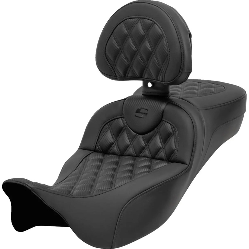 Saddlemen Roadsofa Black Stitching / Lattice Stitched Extended Reach Seat With Backrest Black