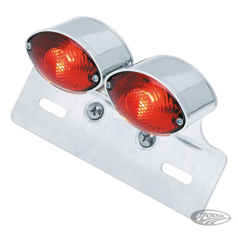Universal Dual Mini Cat Eye Taillight With License Bracket