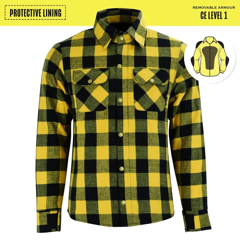 Johnny Reb Waratah Protective Shirt with Kevlar Lining – Black/Yellow Check