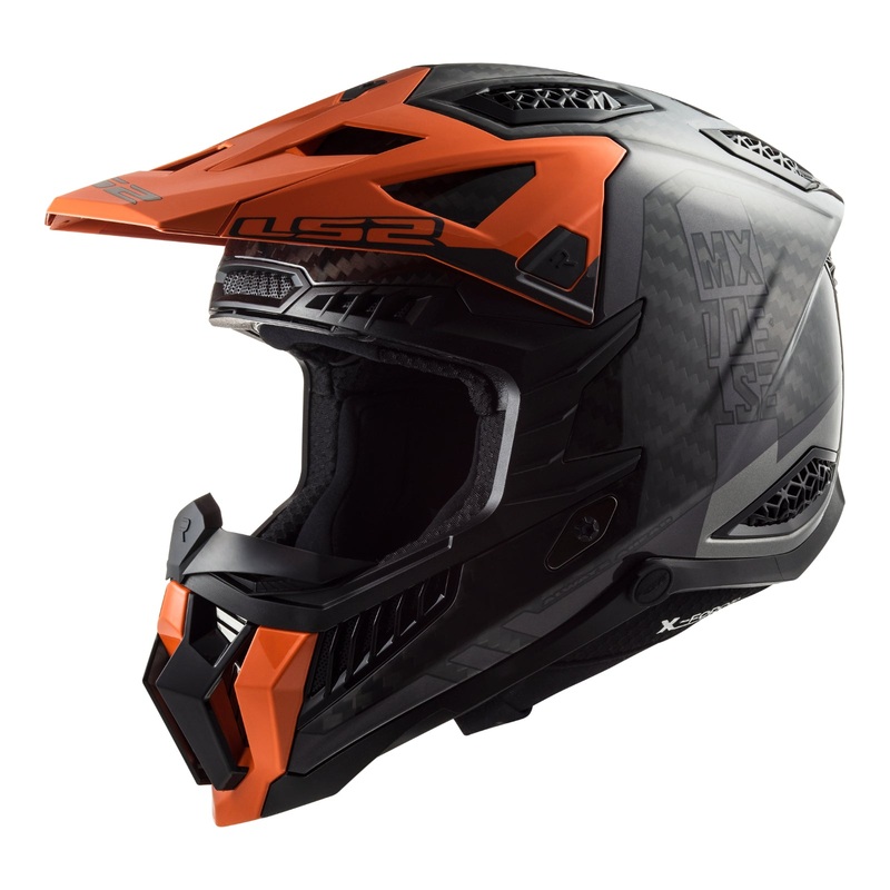 LS2 MX703 X-Force Carbon Helmet – Victory Titanium / Orange