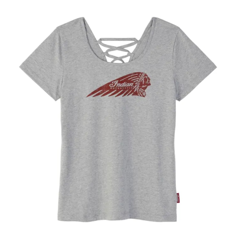 Women’s Distressed Headdress Tie Back Marl T-Shirt, Gray