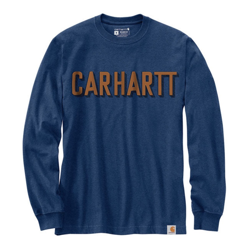 Carhartt Graphic Logo Long Sleeves T-Shirt Dark Cobalt Blue Heather