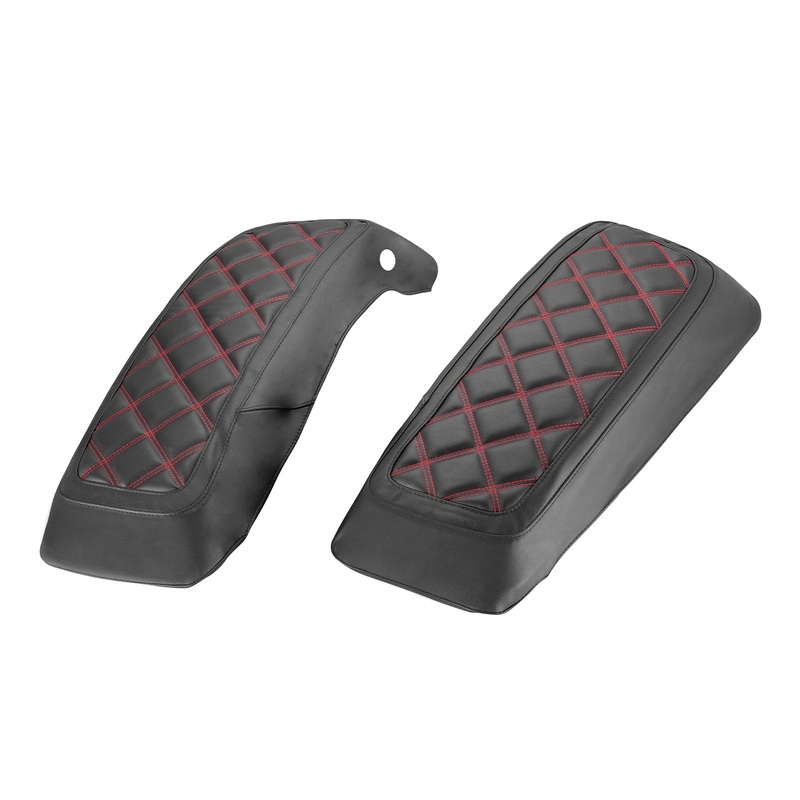 2014-2023 Harley Touring Road King Road Glide Red Square Microfiber Leather Saddlebag Lid Covers