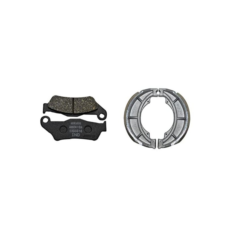 NIKAVI Front & Rear (Combo) Brake Pad + Brake Shoe Set Compatible for Bajaj Discover (DP1+BSS05)