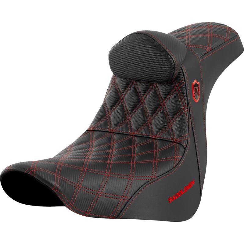 SDC Pro Series Performance Gripper Seat w/Lumbar Rest, Red Stitch – 18+ Softail