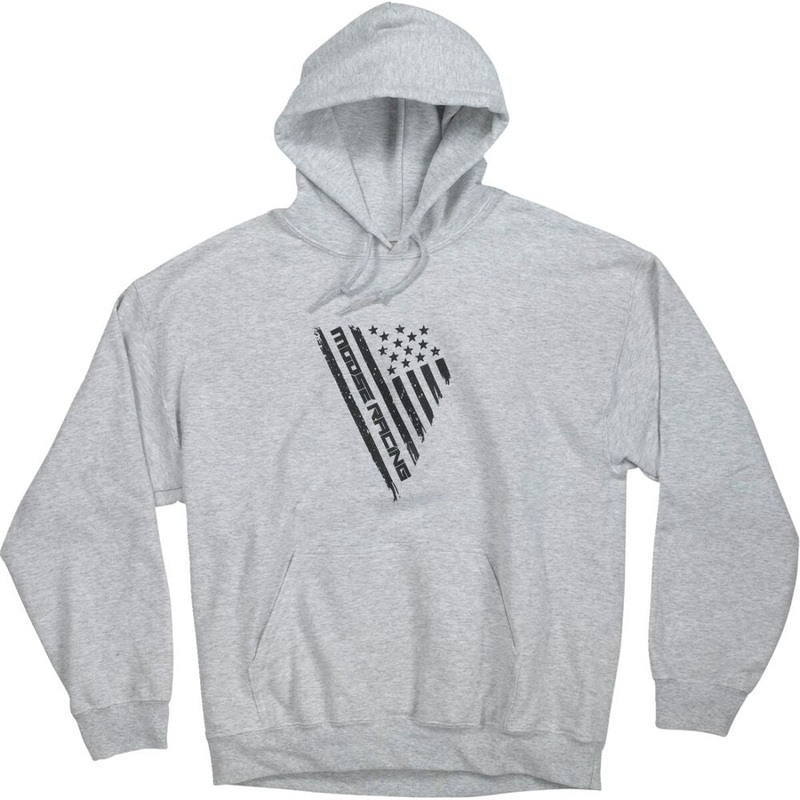 Moose Racing Salute Grungy Flag Hoodie Ash Grey